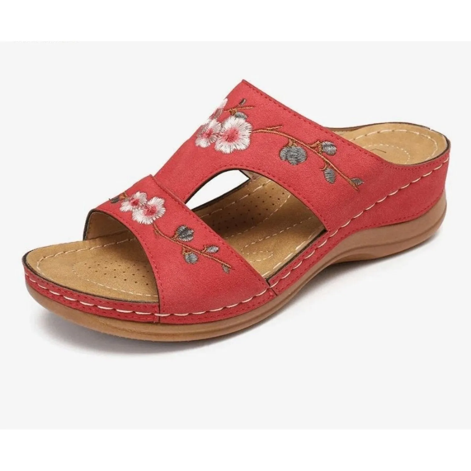 Women's Flower Embroidered Arch Support Vintage Casual Wedges Sandals