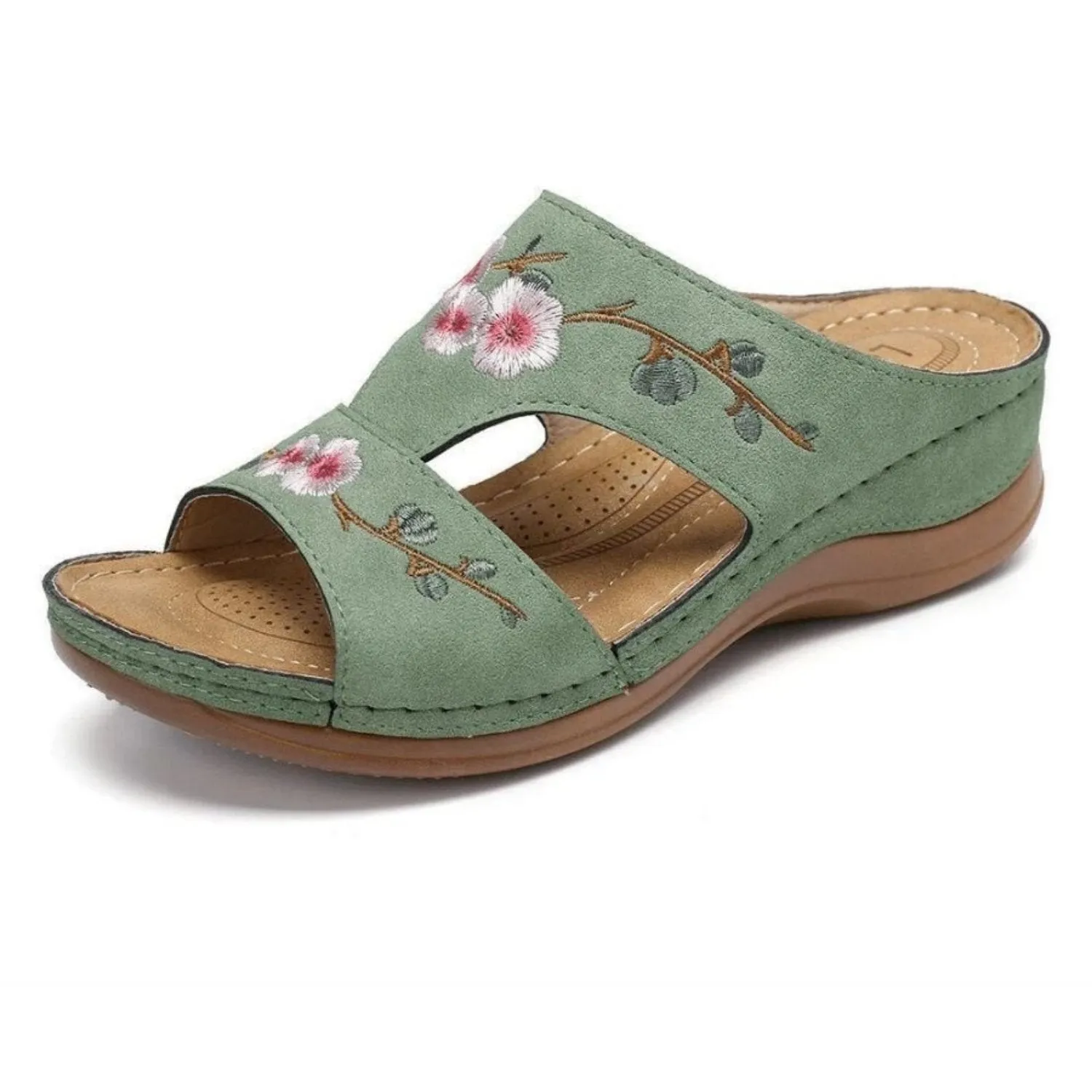 Women's Flower Embroidered Arch Support Vintage Casual Wedges Sandals