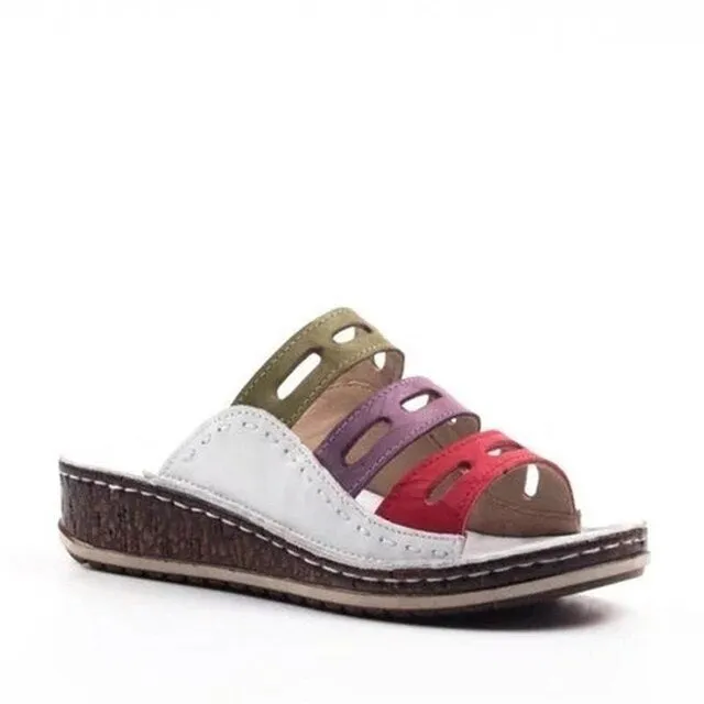 Women’s Hollow Out Flip Flops – Fashion Mixed Colors Wedge Platform Sandals