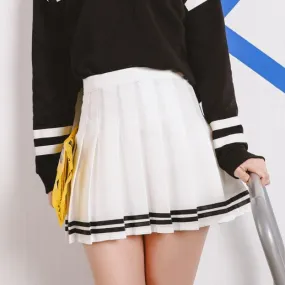 Women's Summer High Waist Pleated A-Line Mini Skirt