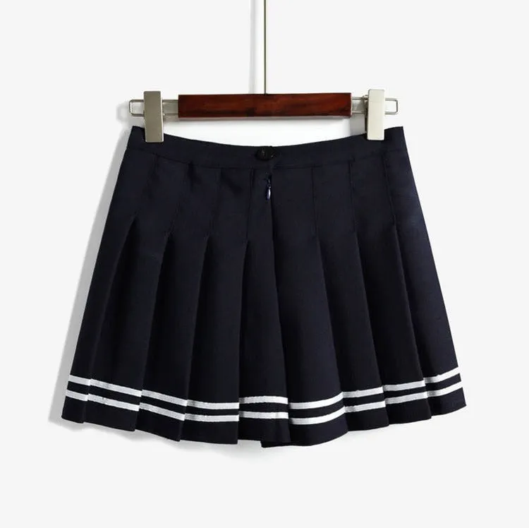 Women's Summer High Waist Pleated A-Line Mini Skirt
