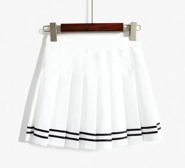 Women's Summer High Waist Pleated A-Line Mini Skirt