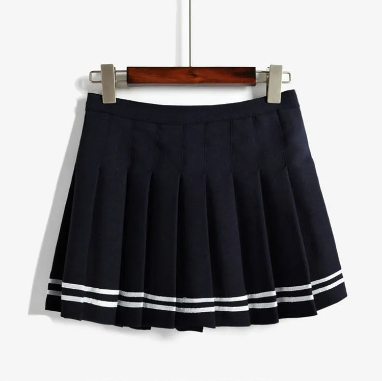 Women's Summer High Waist Pleated A-Line Mini Skirt