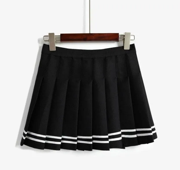 Women's Summer High Waist Pleated A-Line Mini Skirt