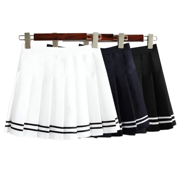 Women's Summer High Waist Pleated A-Line Mini Skirt